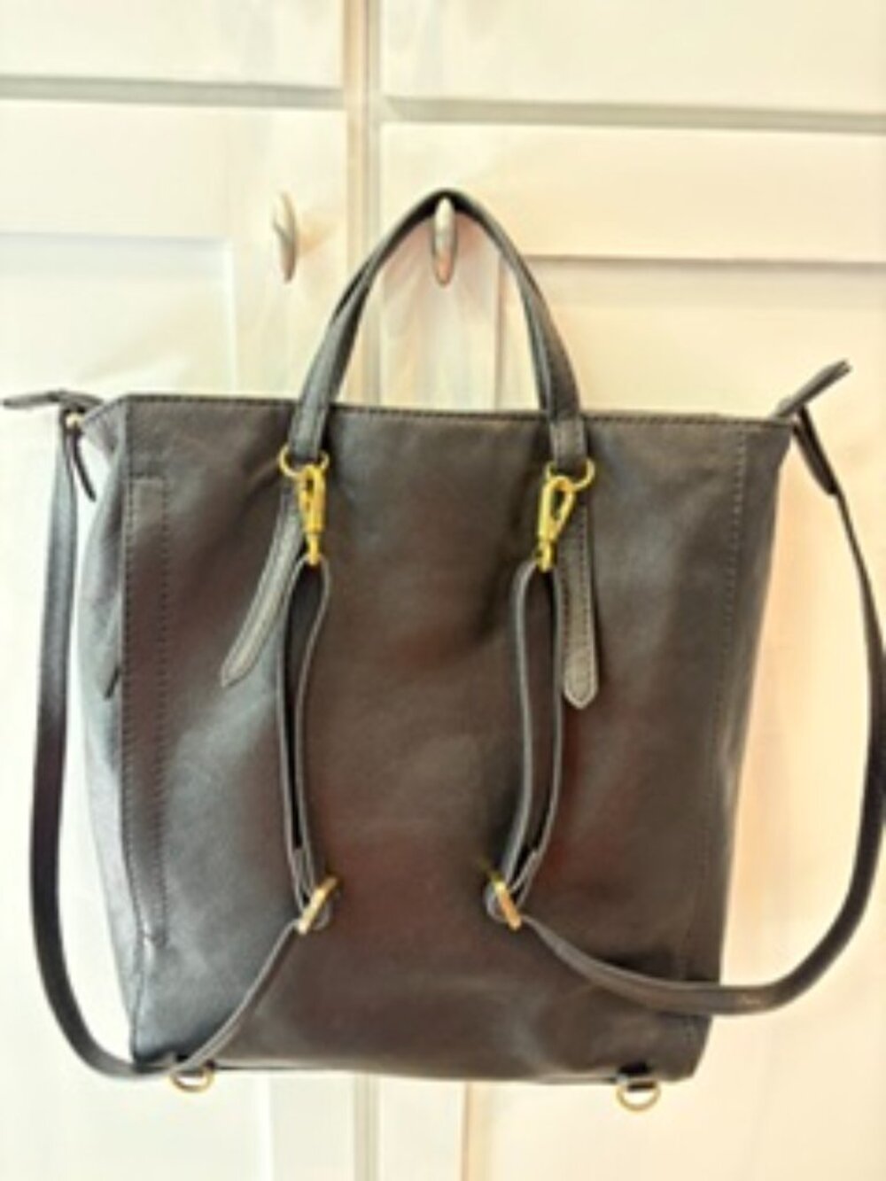 Fossil Camilla Black Leather Backpack | 3-in-1 Convertible Bag